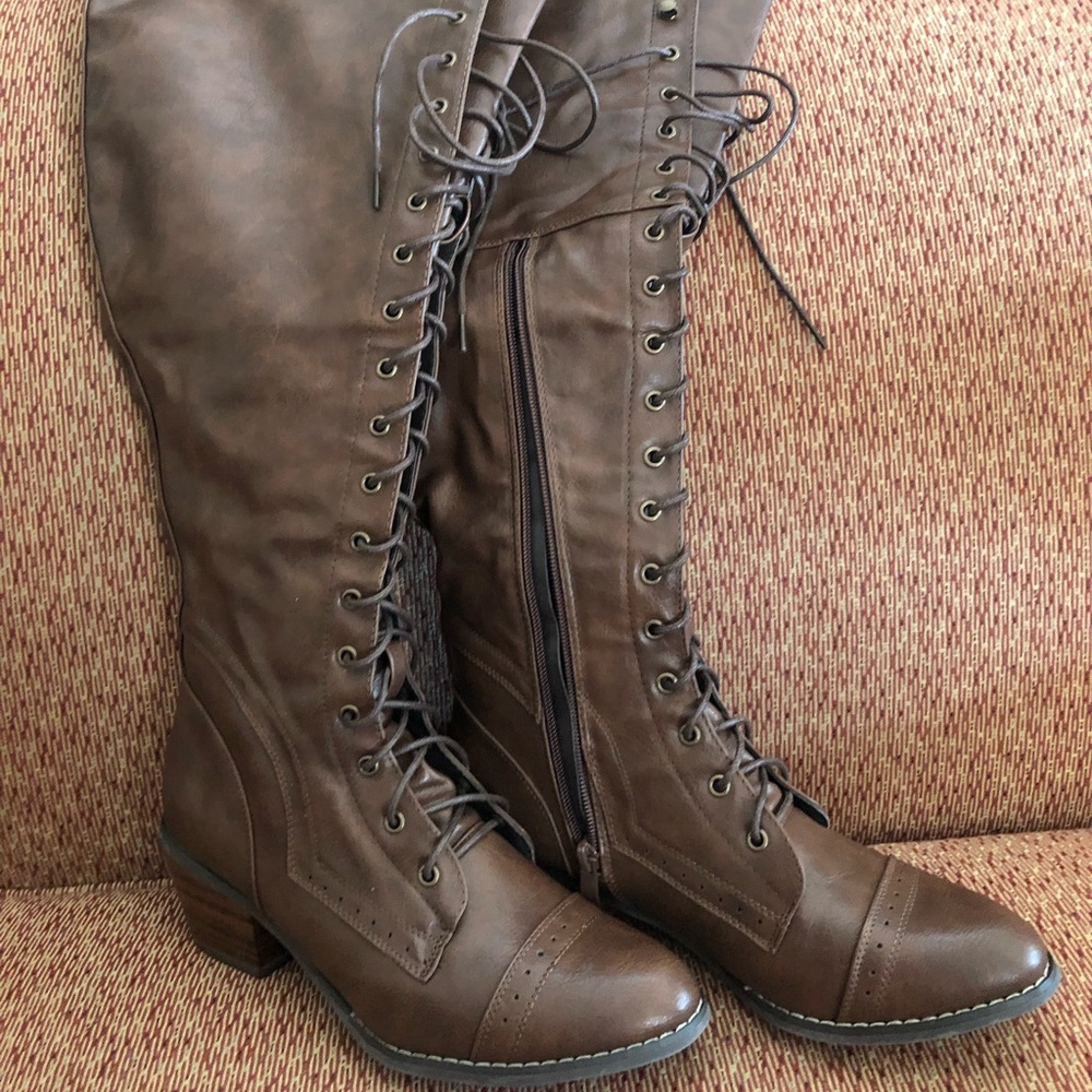 NEW w/o tags over knee lace up boots
